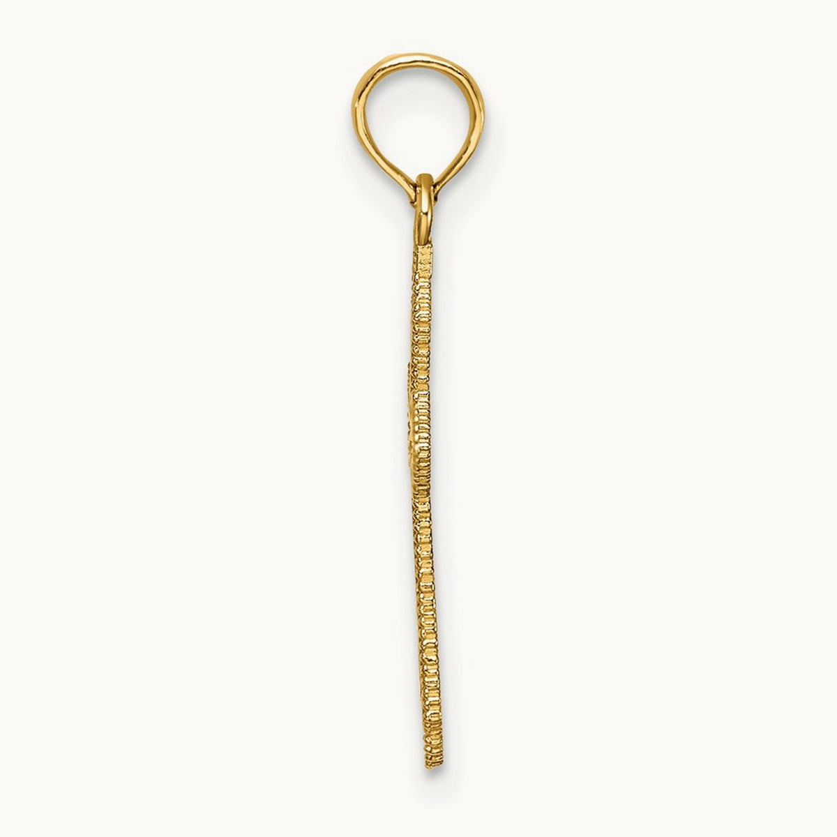 D/C w/ Beaded Edge Cross Charm, 14K
