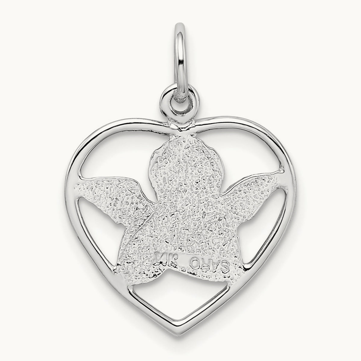 Angel in Heart Charm — 14K White Gold