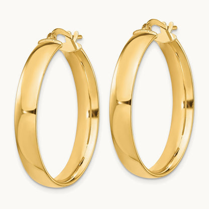 High Polished Hoop Earrings — 14K Yellow Gold
