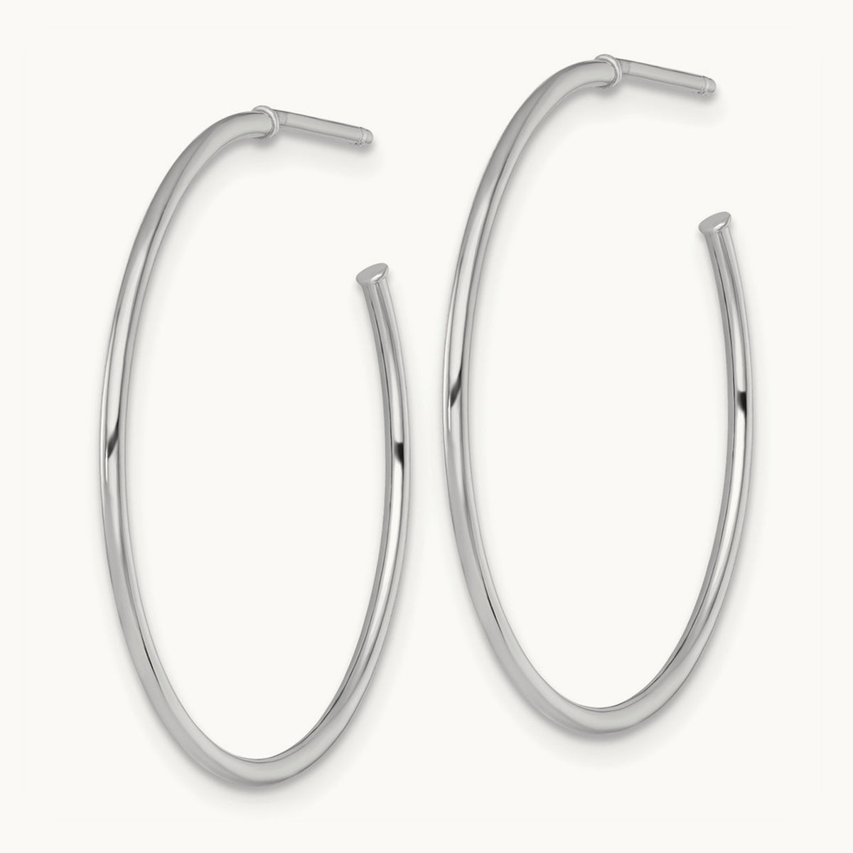 1.2 x Polished Post Hoop Earrings — 14K White Gold
