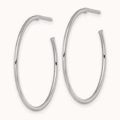 1.2 x Polished Post Hoop Earrings — 14K White Gold