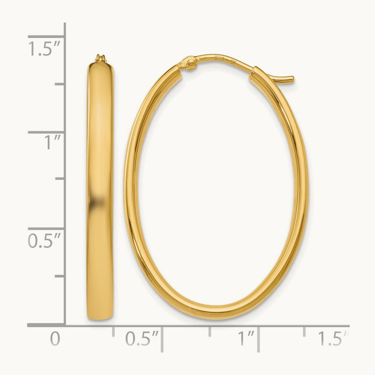 Gold-plated Polished Oval Hoop Earrings, Sterling Silver — Leslie's