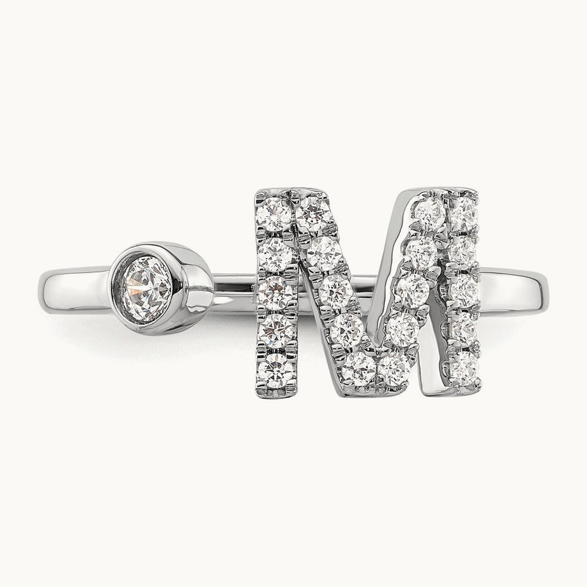 Initial M Adjustable Ring, 0.25 ct tw Lab-Grown Diamond