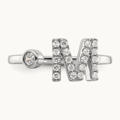Initial M Adjustable Ring, 0.25 ct tw Lab-Grown Diamond