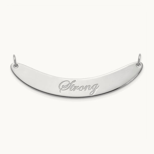 SS/Rhod-plated Medium EDWARDIAN SCRIPT Curved Bar Necklace