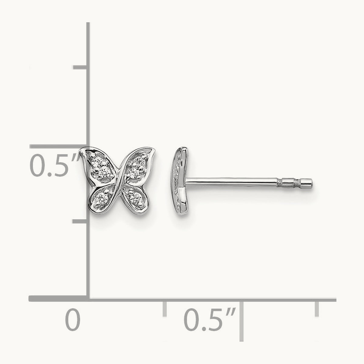 Diamond Butterfly Post Earrings — 14K White Gold