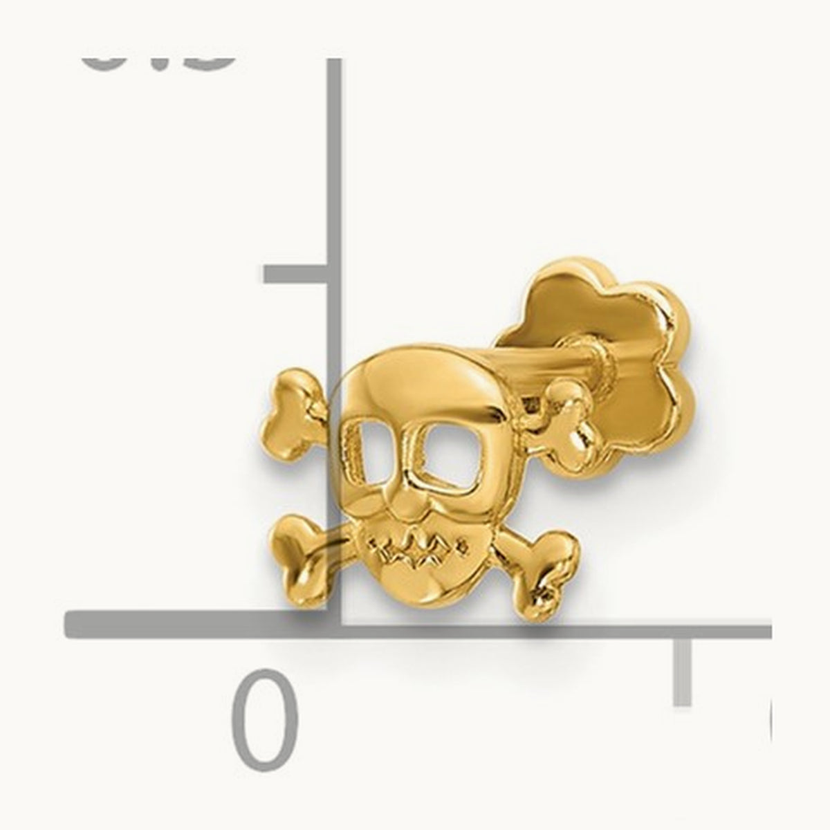 18 Gauge Skull and Crossbones Screwback Cartilage Body Jewelry, 14K