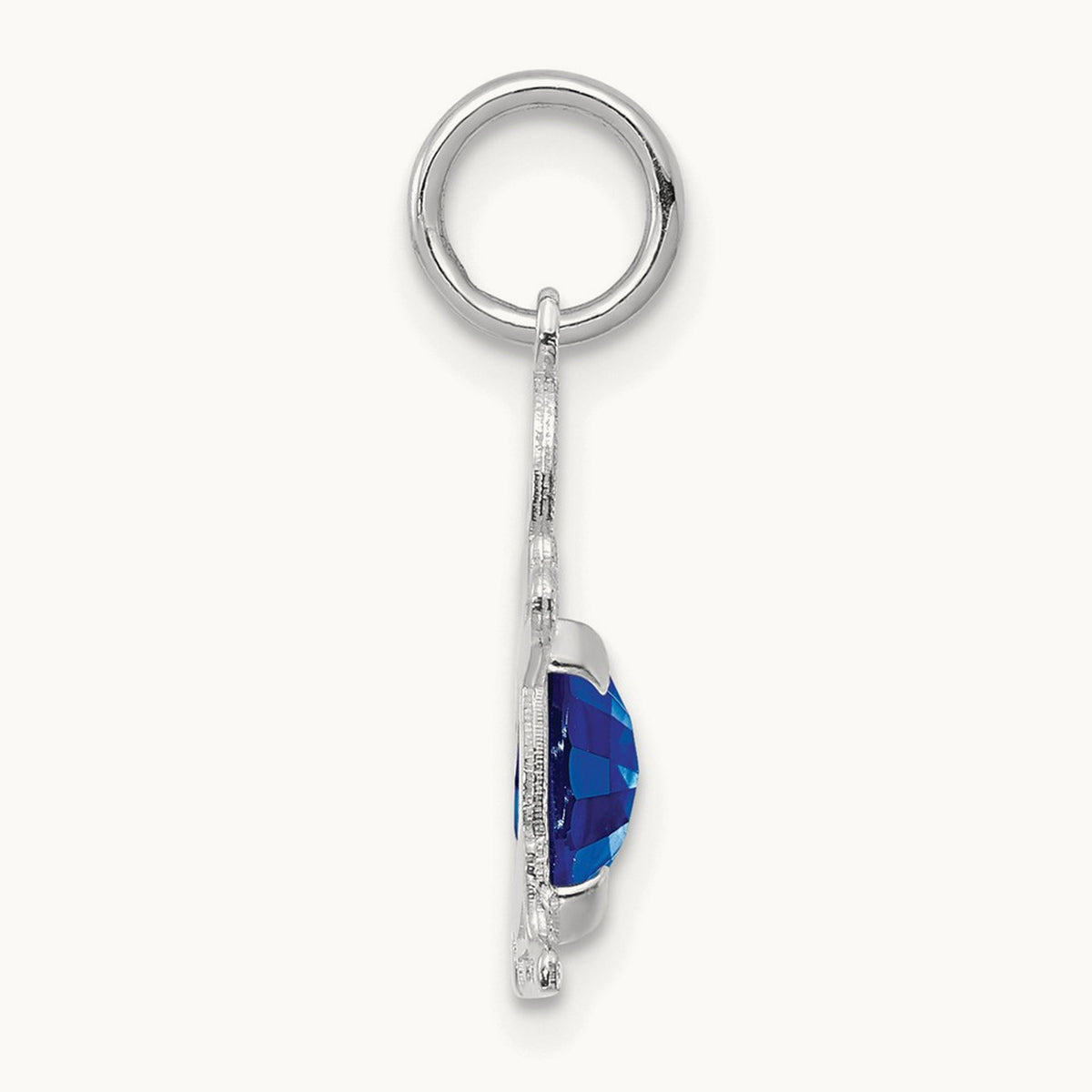 Boy 6x4 Oval Genuine Sapphire-September — 14K White Gold
