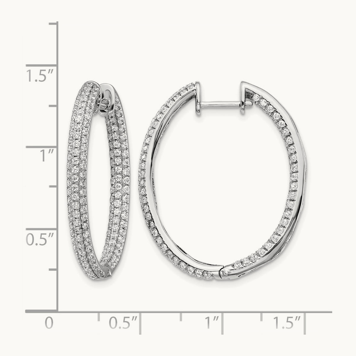 Diamond In/Out Hinged Hoop Earrings — 32mm