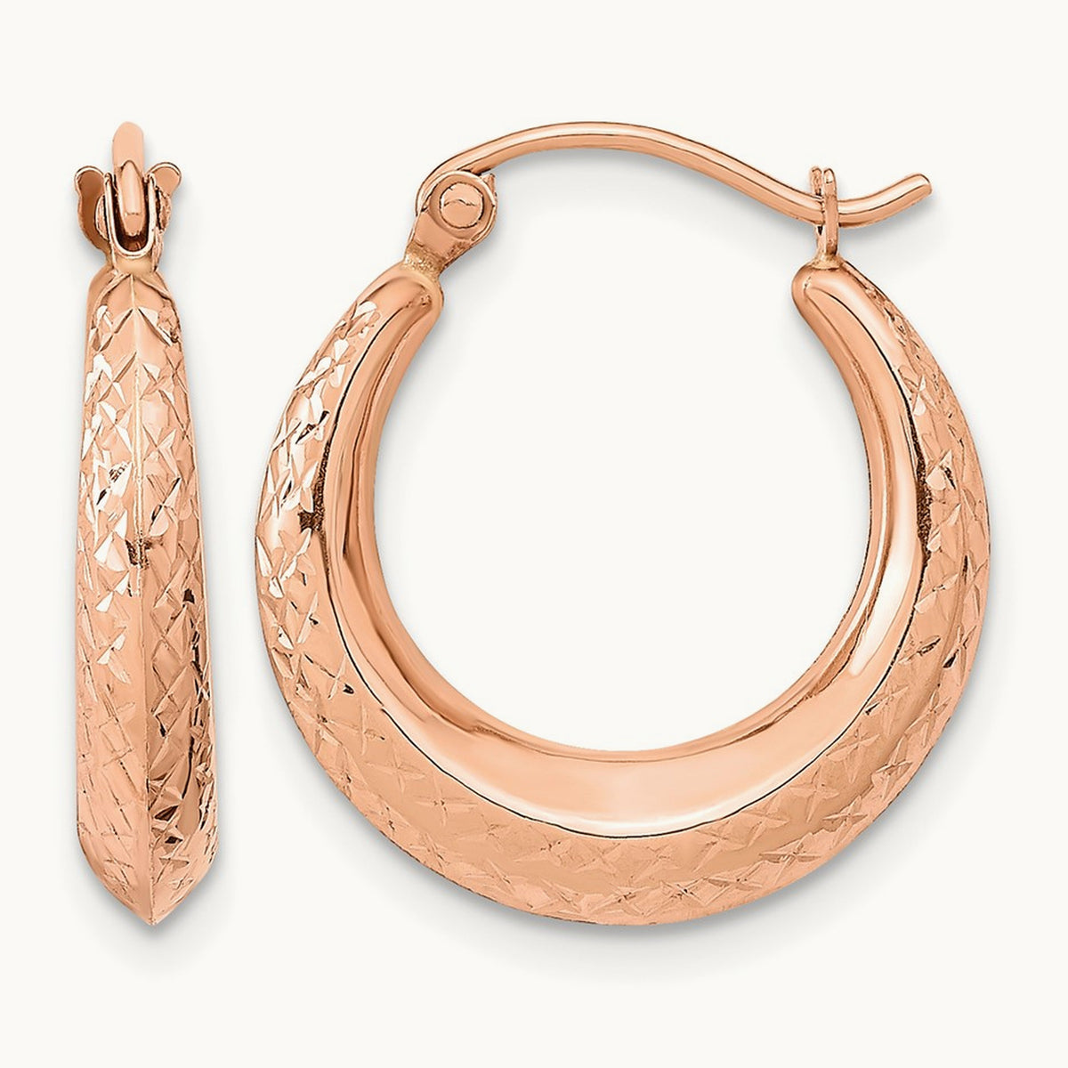Textured Hollow Hoop Earrings — 14K Rose Gold