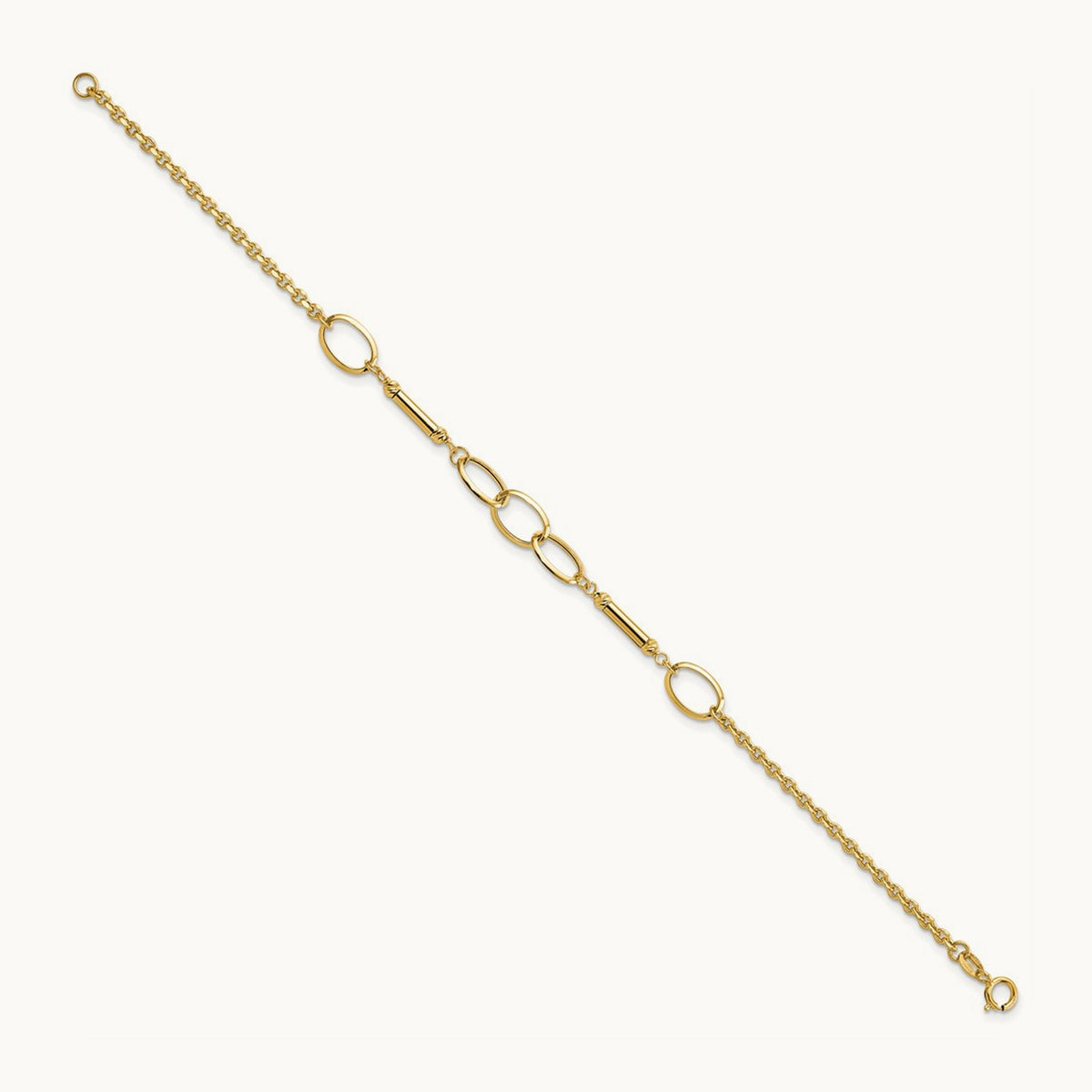 Polished Bars and Links Bracelet, 14K