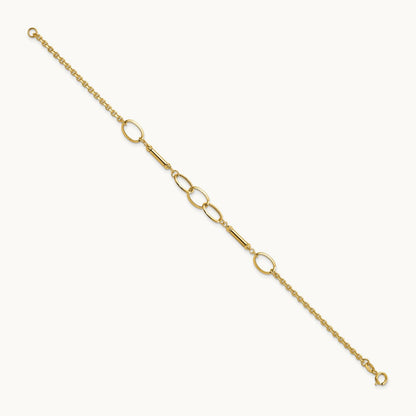 Polished Bars and Links Bracelet, 14K