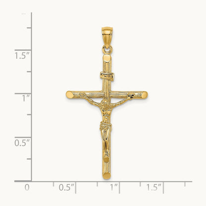 Textured Crucifix Charm — 14K Yellow Gold, 47mm