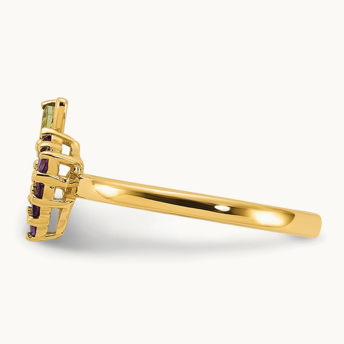 Amethyst and Peridot Grape Ring, 14K Gold