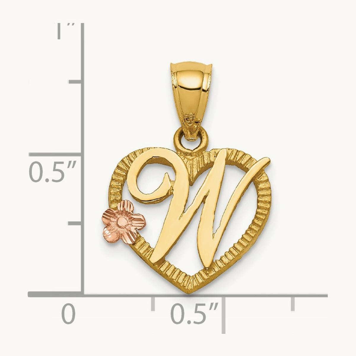Heart Initial Pendant — 14K Two-Tone Gold, W