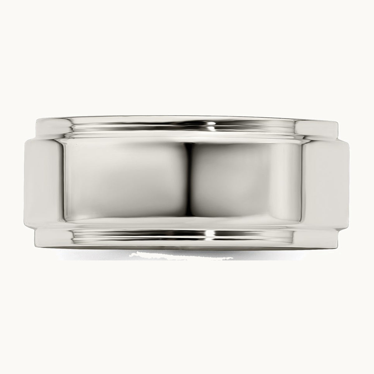 Sterling Silver 8mm Flat with Step Edge Band