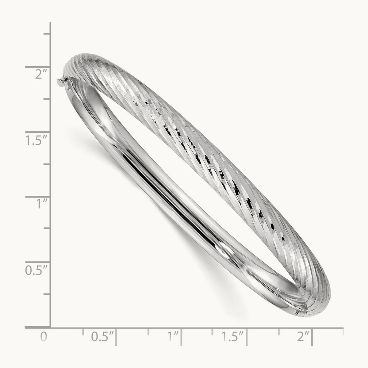 4/16 Textured Hinged Bangle — 14K White Gold