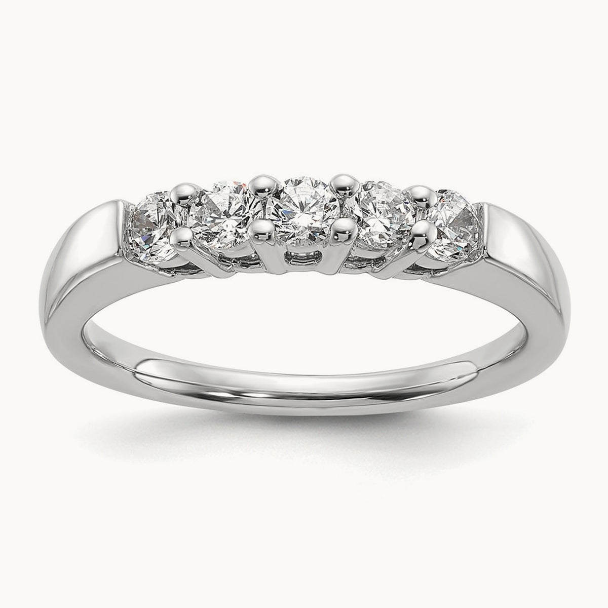 5-Stone Diamond Band, 14K White Gold