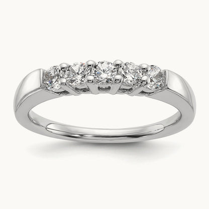 5-Stone Diamond Band, 14K White Gold