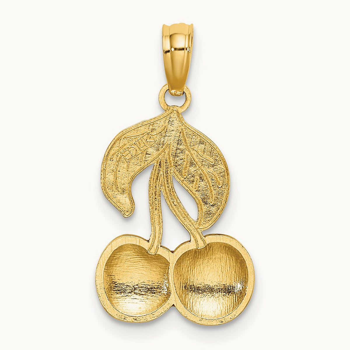 W/ Enamel Cherries With Leaf Charm, 14K