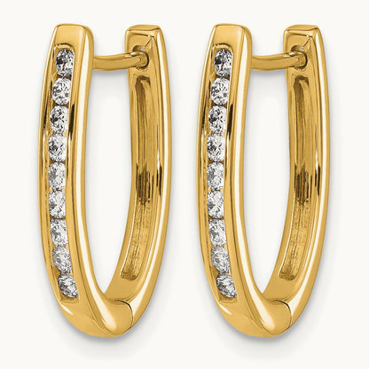 Diamond Oval Hinged Hoop Earrings — 14K Yellow Gold, 11mm