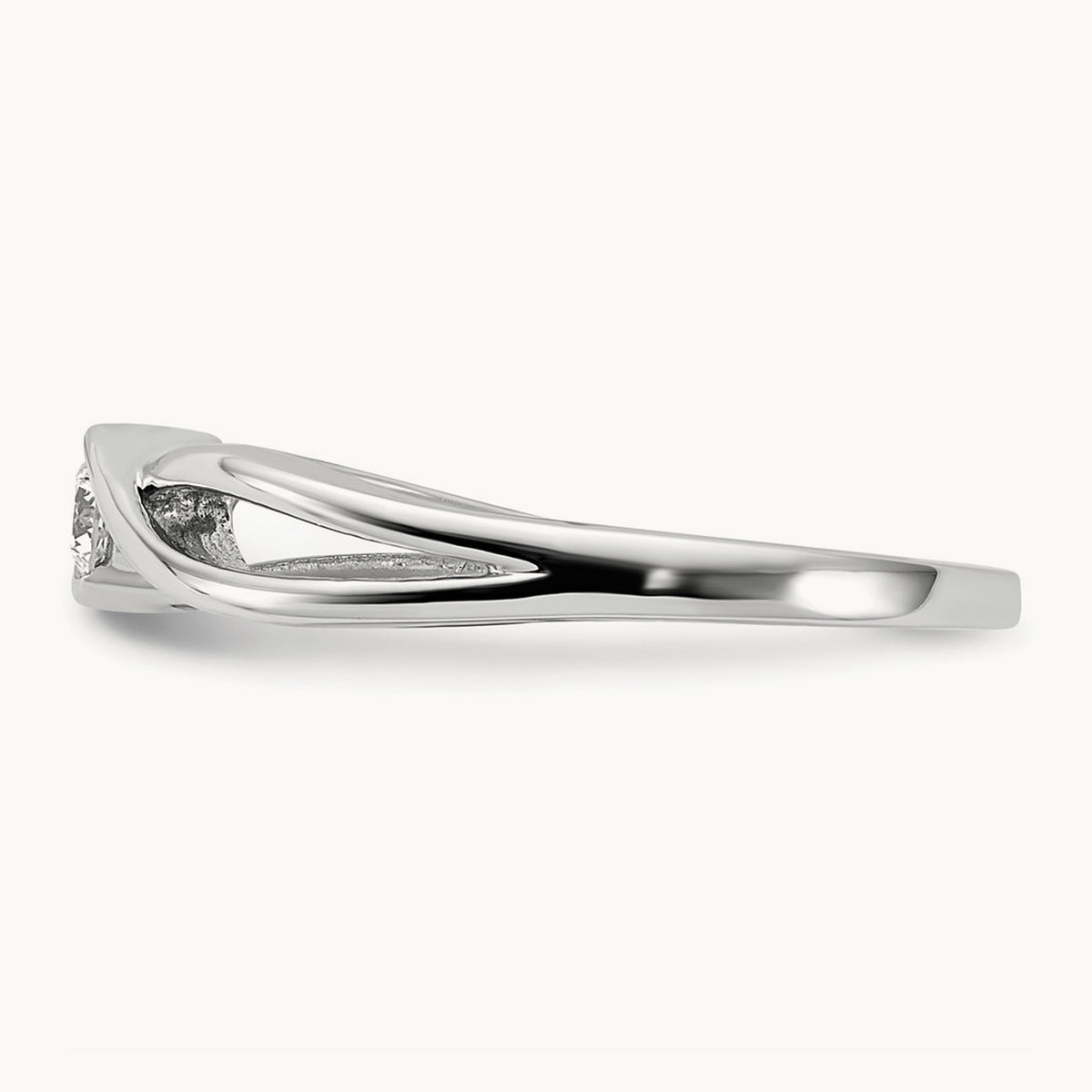 Polished Diamond Ring, 14K White Gold