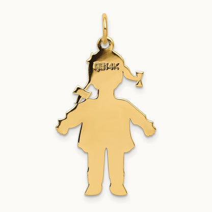 Plain Polished Large Girl Charm, 14K