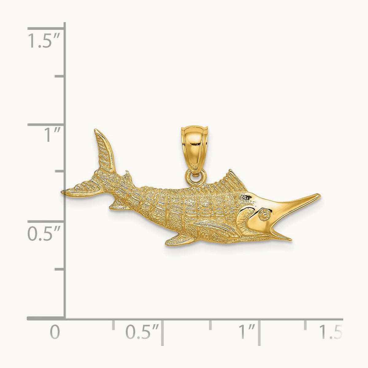 2-D Textured Marlin Fish Charm — 12.3mm