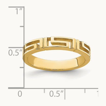 Cut-Out Greek Key Band, 14K
