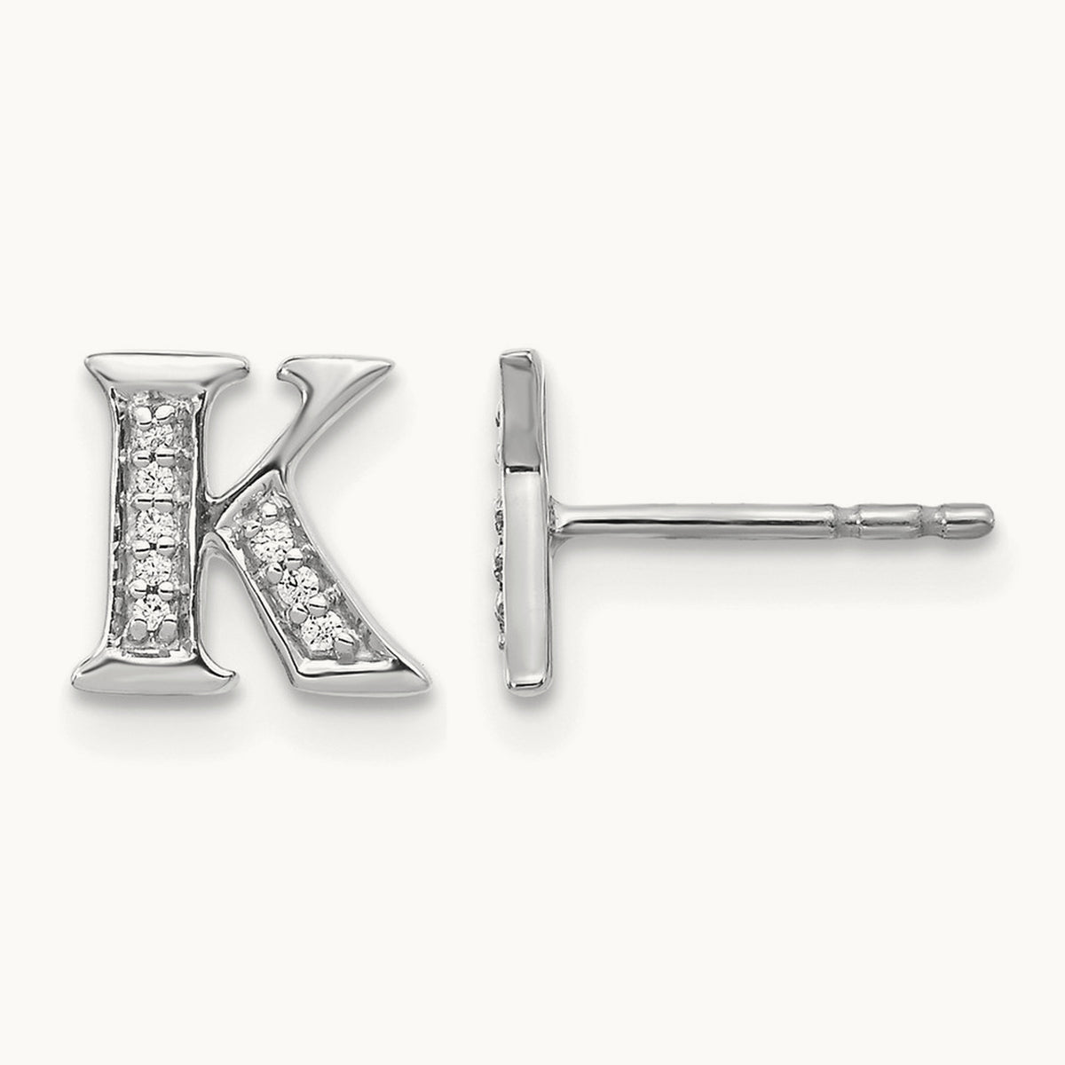 Diamond Earrings — 14K White Gold, 8mm, K