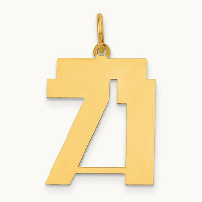 Medium Polished Number 71 Charm, 14K