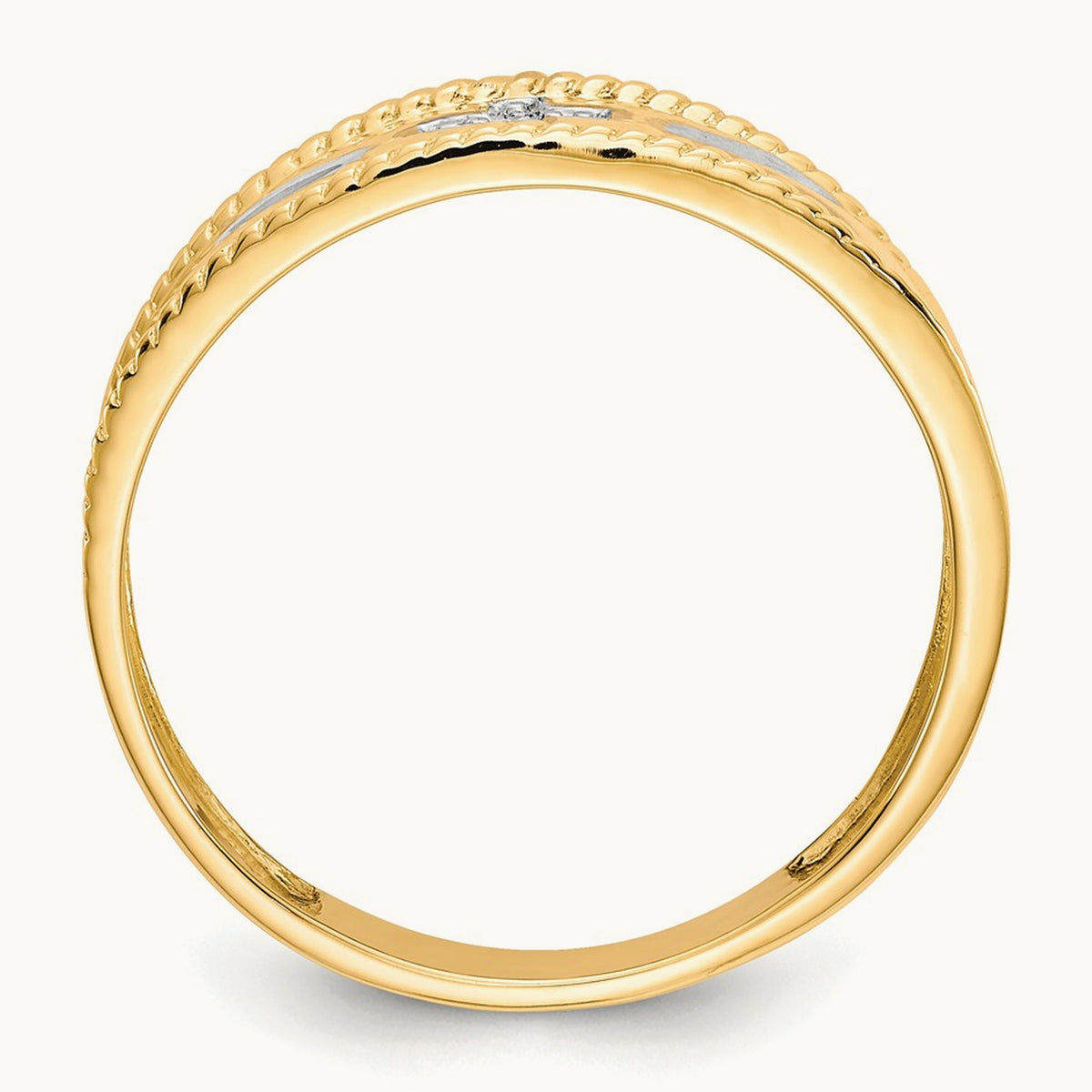 Men's .01ct. Diamond Trio Cross Wedding Band, 14K with Rhodium
