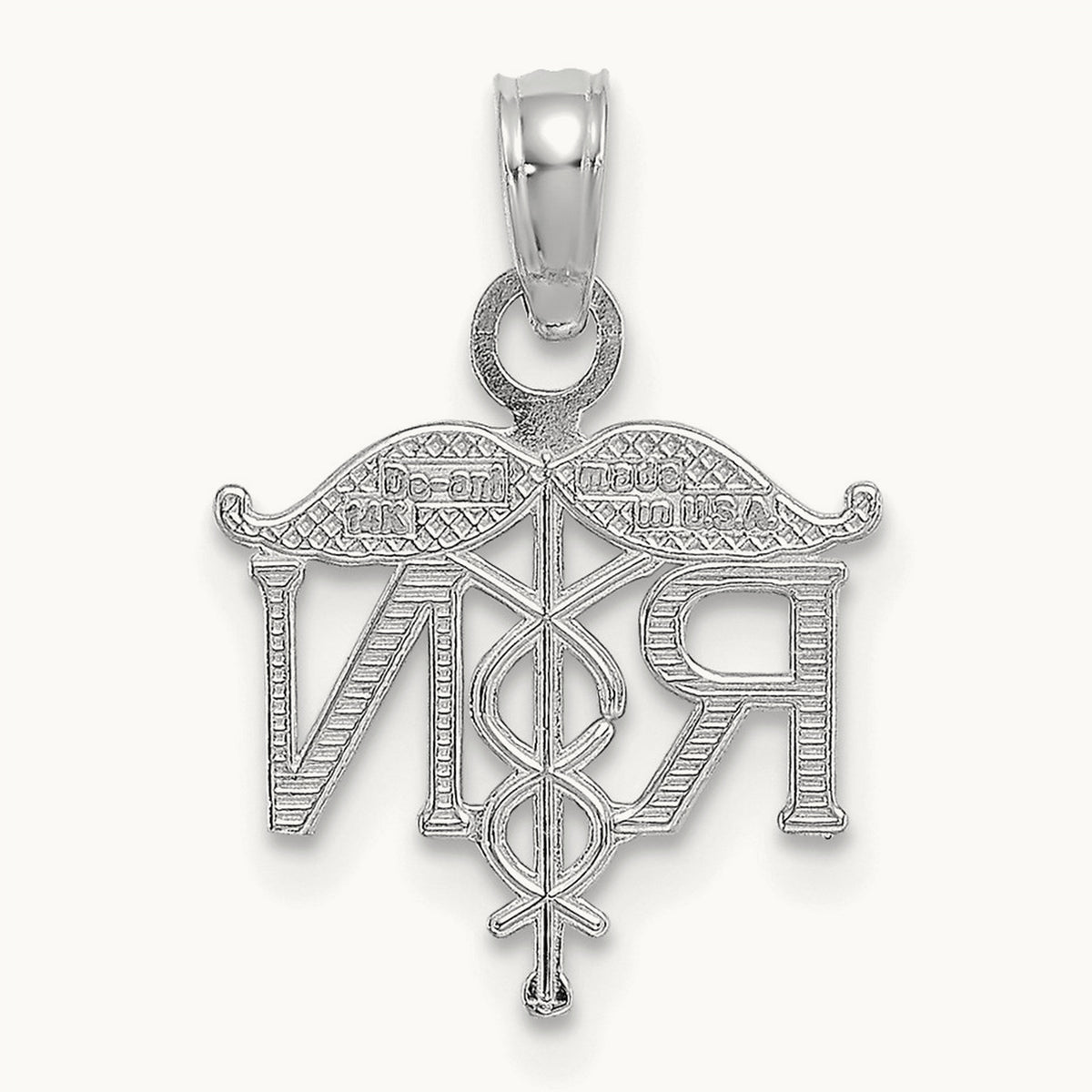 RN Registered Nurse Pendant — 14K White Gold