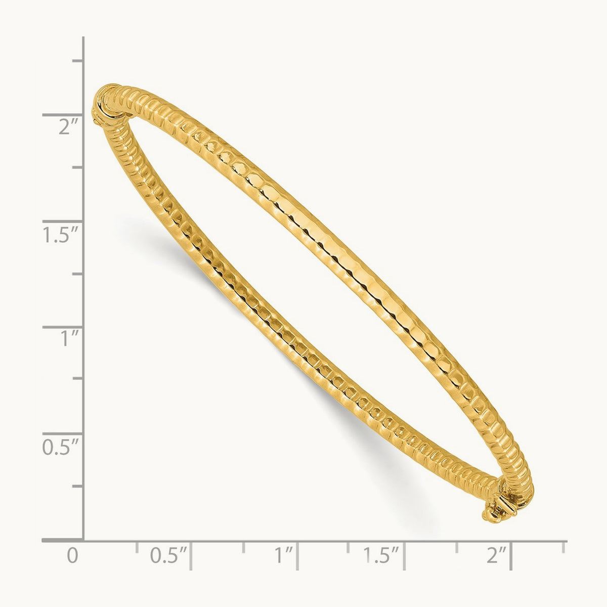 Polished and Textured Hinged Bangle Bracelet, 14K