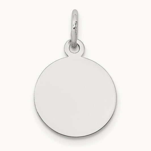 Round Disc Charm, 14K White Gold