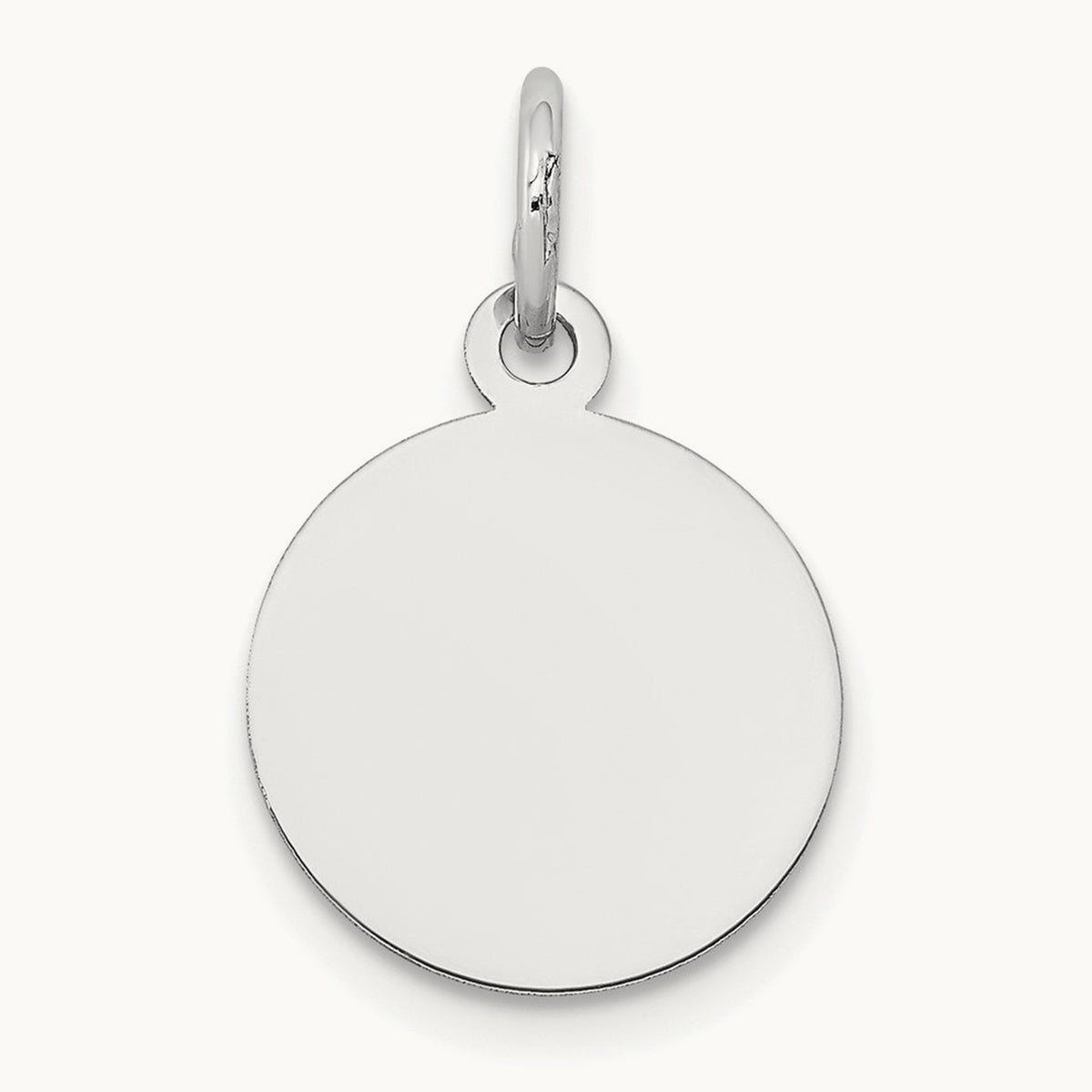 Round Disc Charm, 14K White Gold