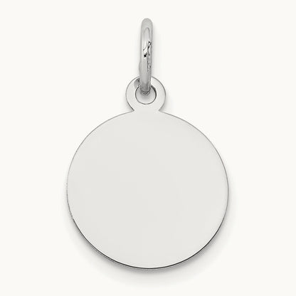 Round Disc Charm, 14K White Gold