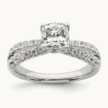 Cushion Semi-Mount Engagement Ring, 0.50 ct tw Lab-Grown Diamond