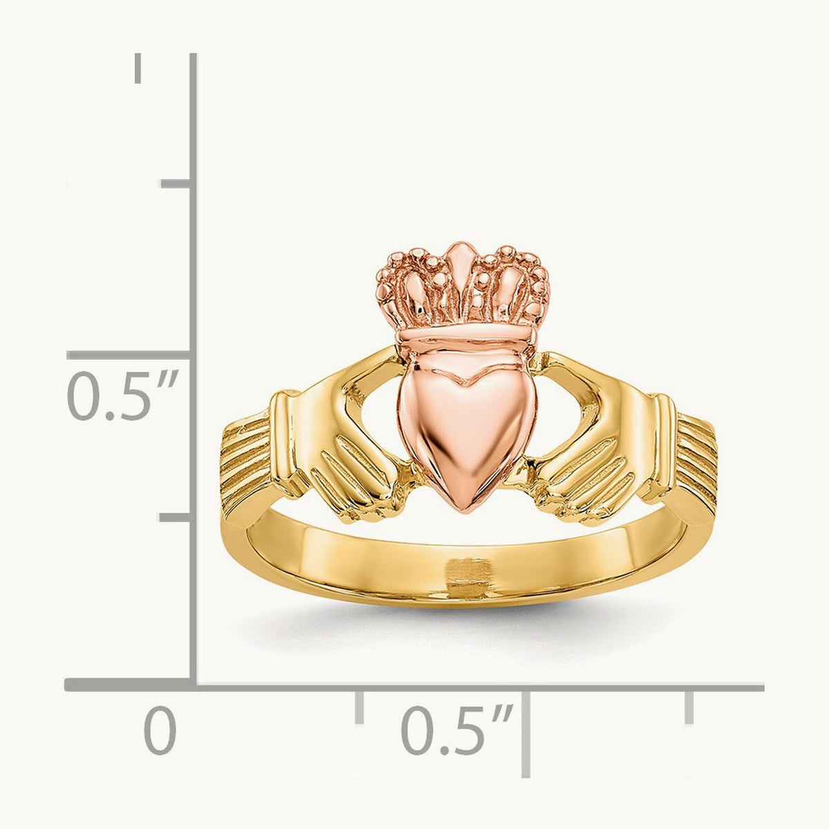 Polished Claddagh Ring, 14K Two-tone