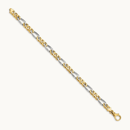 Hand-polished Fancy Link Bracelet, 6.3mm, 14K Two-tone