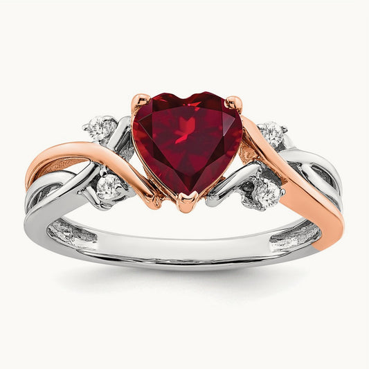 Heart Created Ruby and Diamond Ring, 14K Two-tone