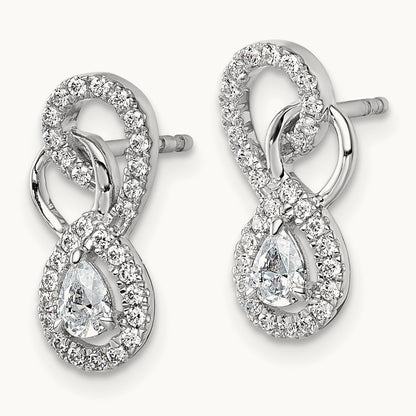 Polished Diamond Infinity Drop Post Earrings, 14K White Gold