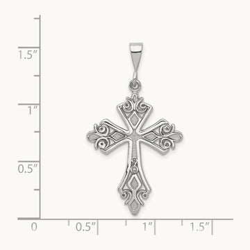 Fleur De Lis Cross Pendant, 14K White Gold