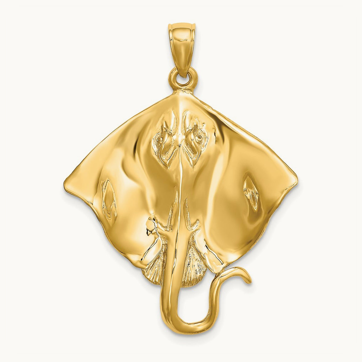 Polished Stingray Charm, 14K