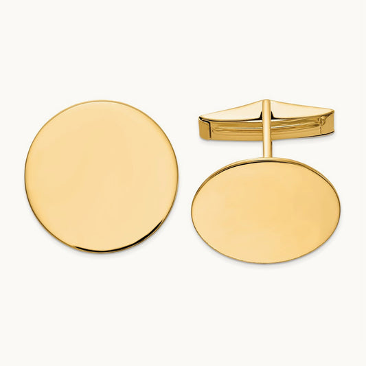 Men's Circular Polished Cuff Links — 20mm