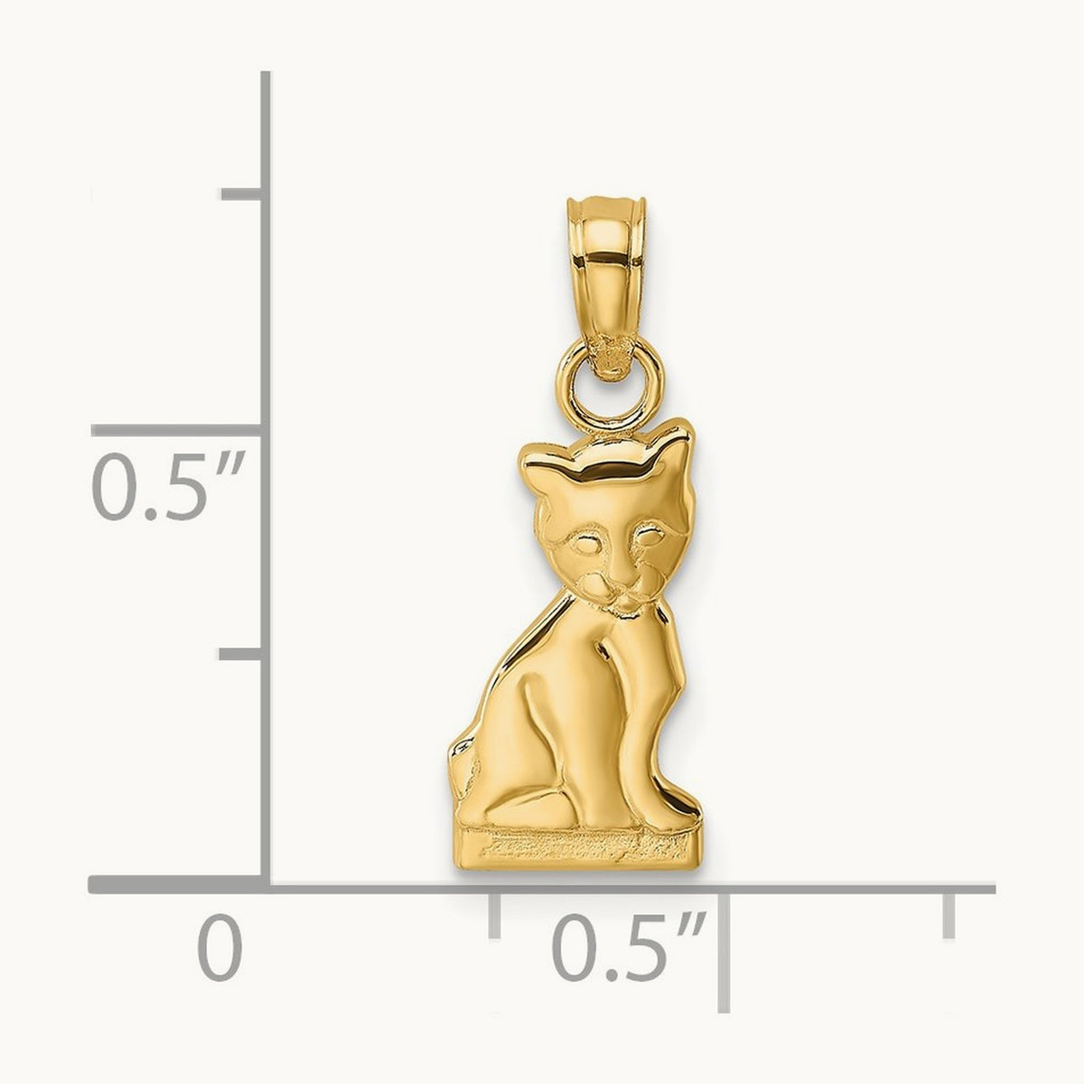 Mini Sitting Kitten Charm, 14K