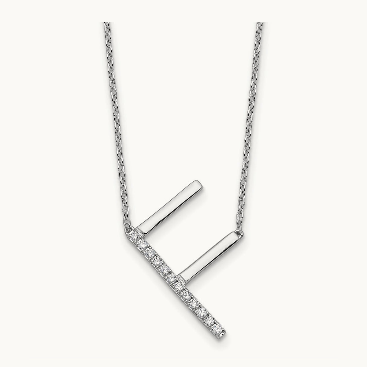 Sideways Diamond Necklace — 14K White Gold, F