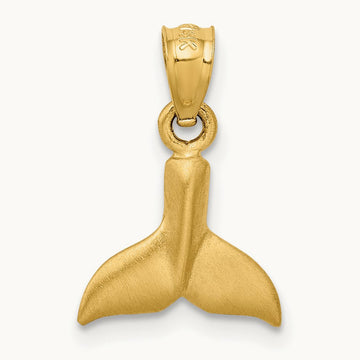 3D Whale Tail Pendant, 14K
