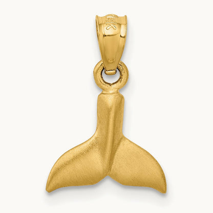 3D Whale Tail Pendant, 14K