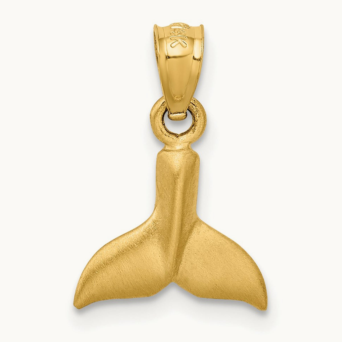 3D Whale Tail Pendant, 14K